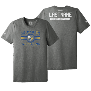 St Martin Wrestling Grey Address Of Champions Heat Press T Shirt