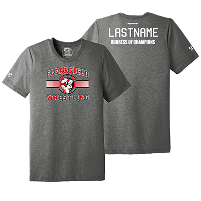 Clearfield Elementary Wrestling Grey Address Of Champions Heat Press T Shirt