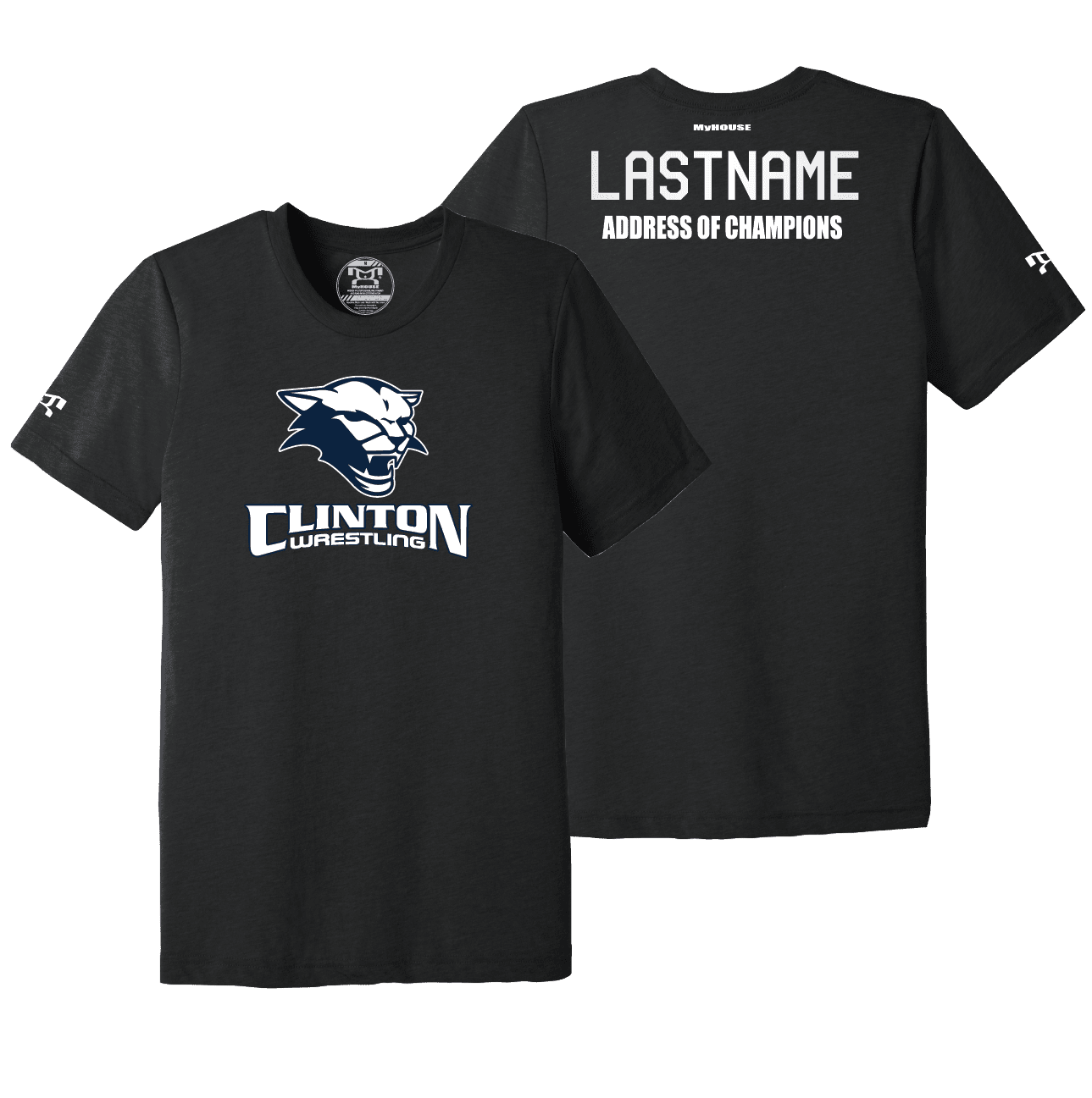 Clinton High School Black Custom Heat Press Short Sleeve T-Shirt