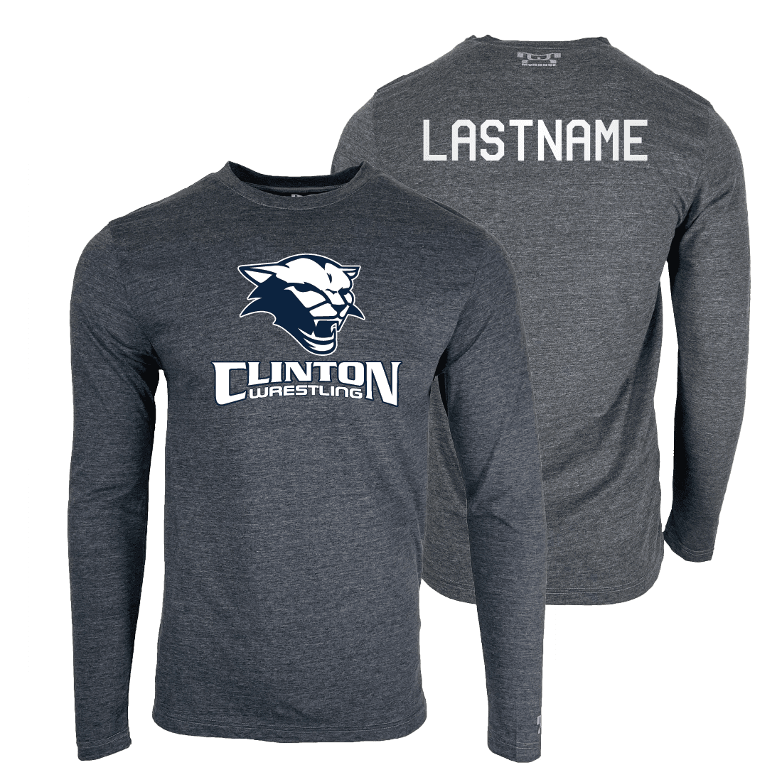 Clinton High School Grey Custom Heat Press Long Sleeve T-Shirt