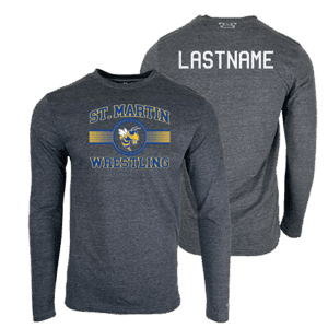 St Martin Wrestling Custom Heat Press Long Sleeve T-Shirt