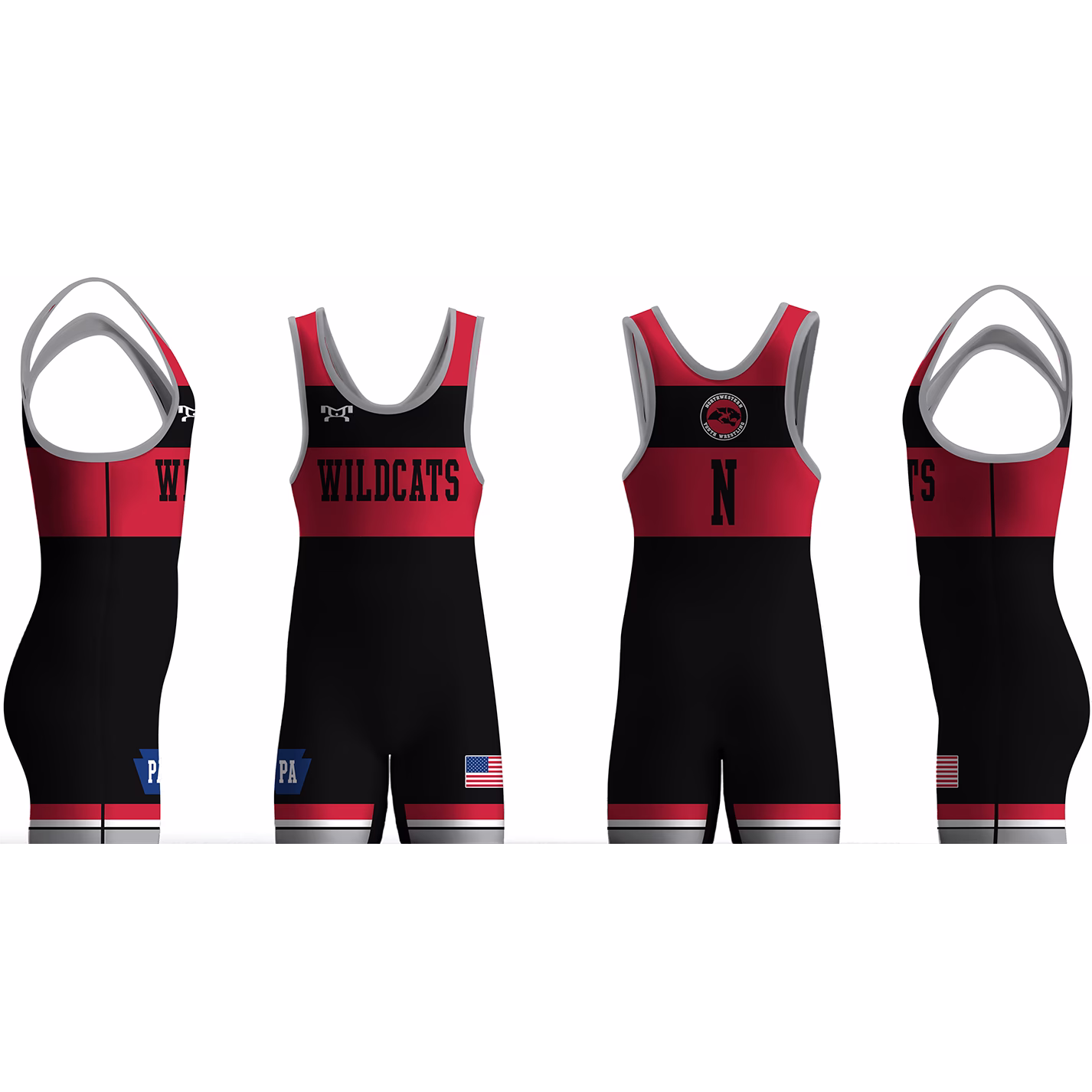 Northwestern Wildcats Youth Wrestling Men's Singlet