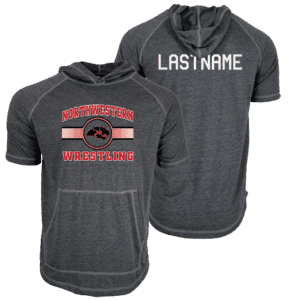 Northwestern Wildcats Youth Wrestling Custom Heat Press Short Sleeve Hoodie T-Shirt