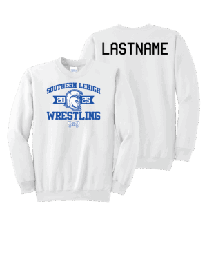 2025 Southern Lehigh Youth Wrestling White MyHOUSE Heat Press Crewneck