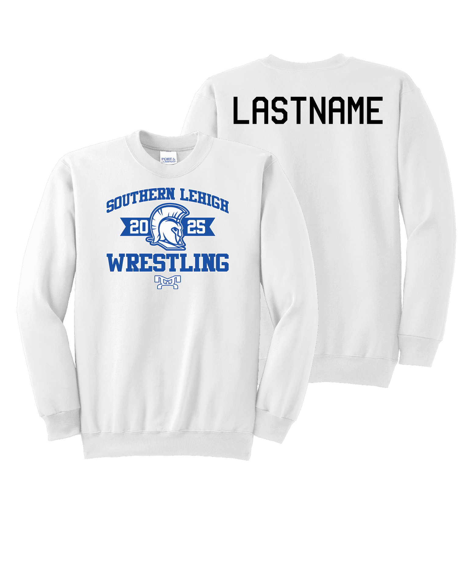 2025 Southern Lehigh Youth Wrestling White MyHOUSE Heat Press Crewneck