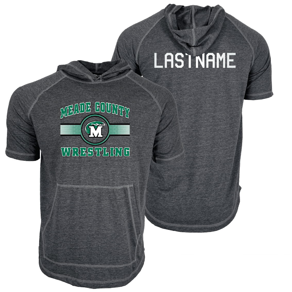 Meade County Wrestling Custom Heat Press Short Sleeve Hoodie T-Shirt