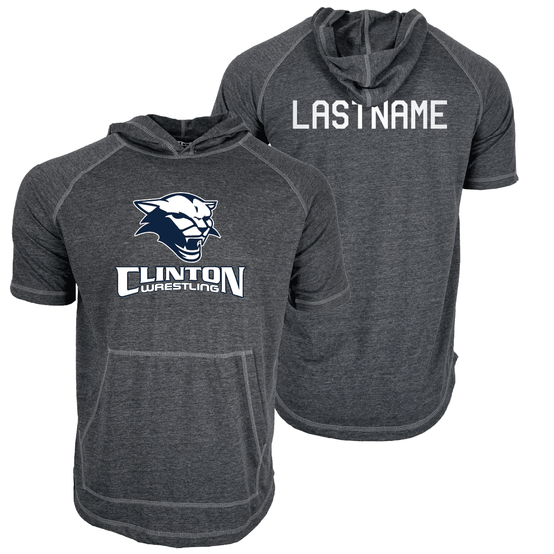 Clinton High School Custom Heat Press Short Sleeve Hoodie T-Shirt