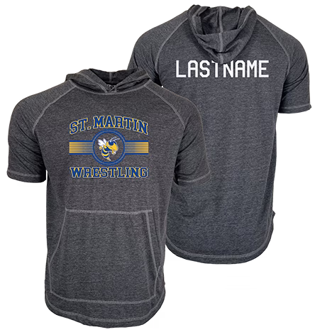 St Martin Wrestling Custom Heat Press Short Sleeve Hoodie T-Shirt