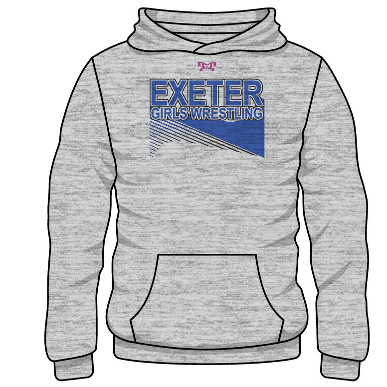 Exeter HS Girls Wrestling Custom Sublimated Decal Grey Hoodie
