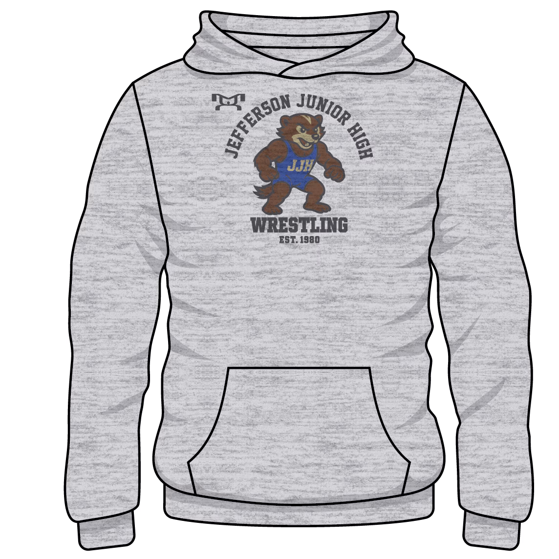 JEFFERSON JH IL 65017 Custom Sublimated Decal Grey Hoodie