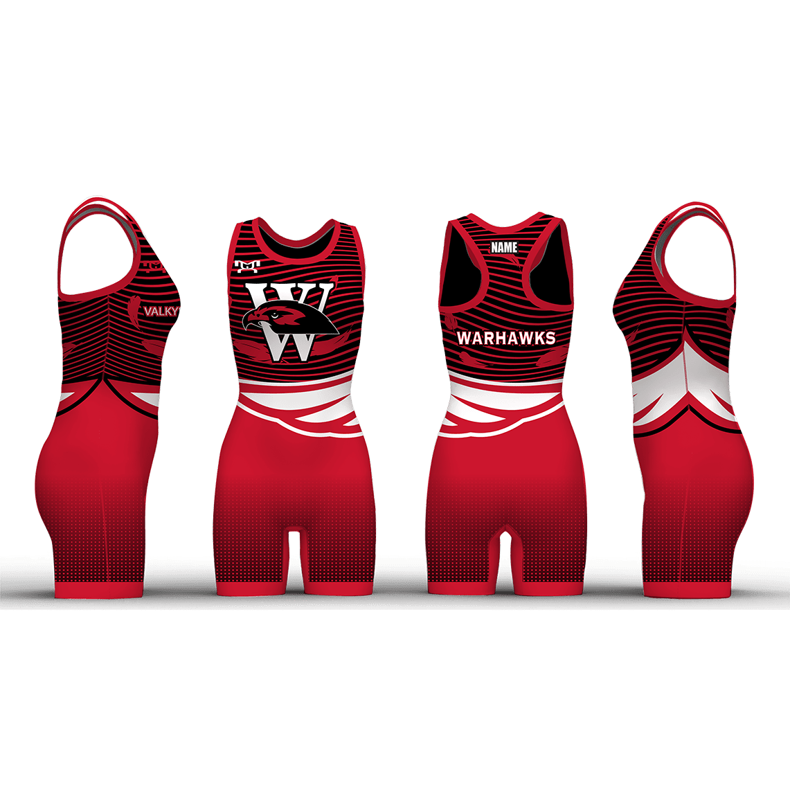 Warhawks Wrestling Club Red with Logo On Chest Women's Racerback Singlet