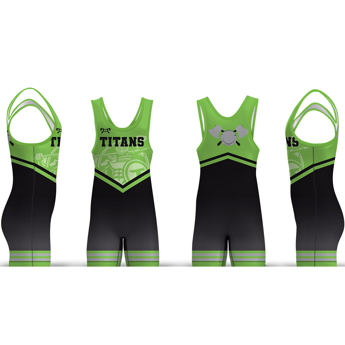 Bend Area Titans Wrestling Black And Lime Green Men's Singlet