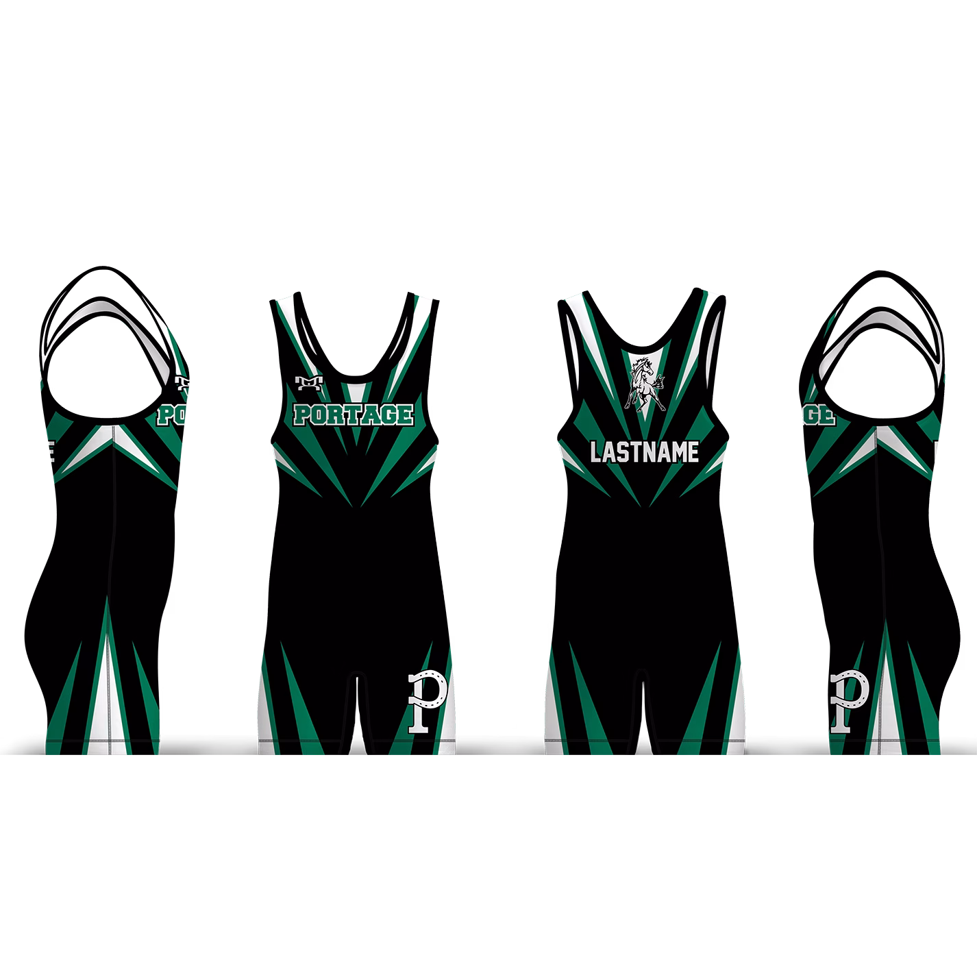 Portage Youth Wrestling Black Spiked Men's Singlet