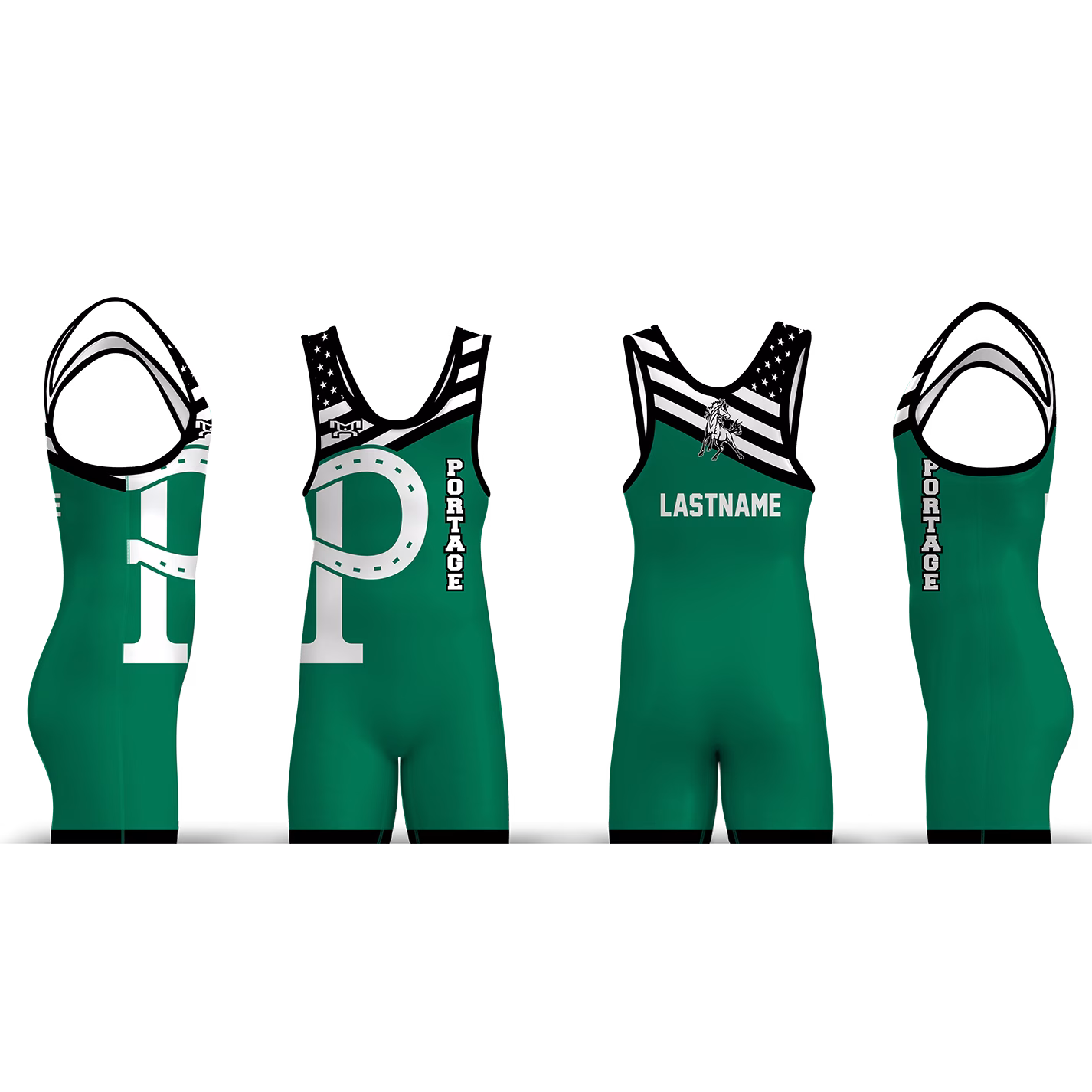 Portage Youth Wrestling USA Green Men's Singlet