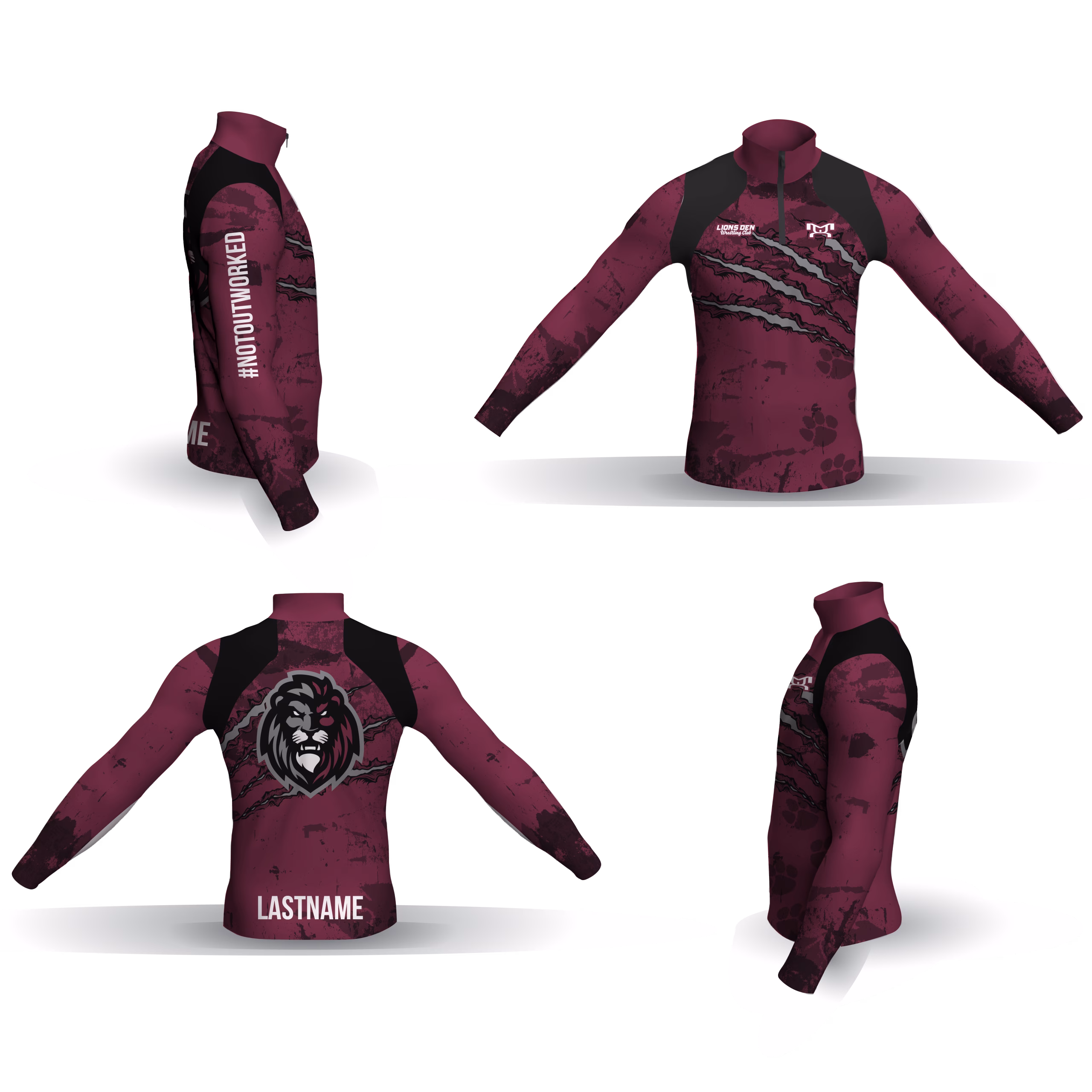 The Lions Den Wrestling Club Men's Light-Weight Custom Quarter Zip