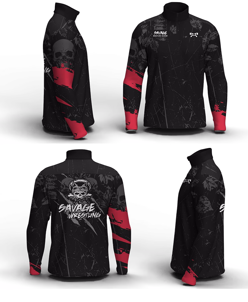 Savage Wrestling Club Men's red Mid-Weight Custom Quarter Zip