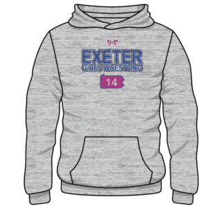 Exeter HS Girls Wrestling Custom Sublimated Decal Grey Hoodie