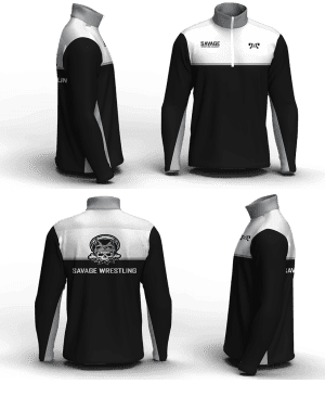 Savage Wrestling Club white Men's Mid-Weight Custom Quarter Zip