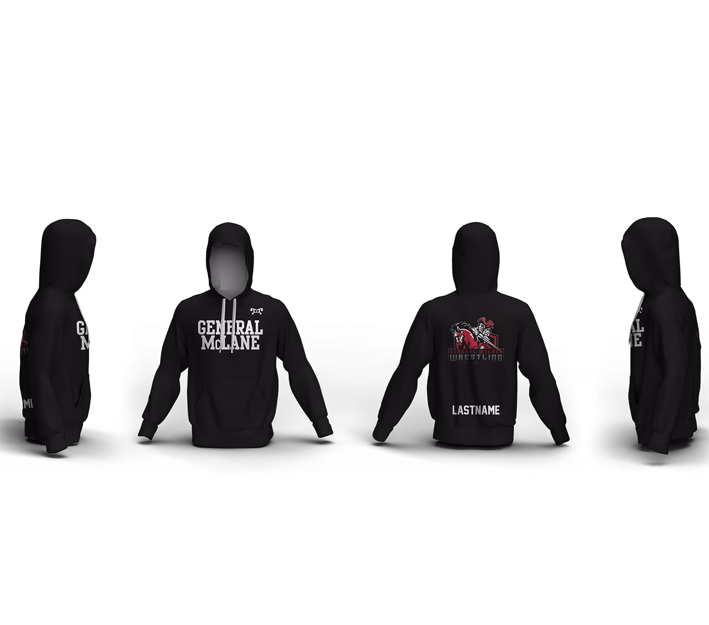 General McLane High School Black Custom Unisex Sublimated Hoodie