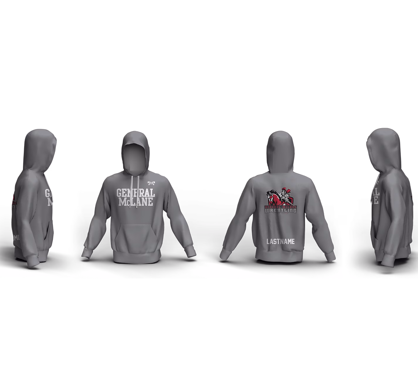 General McLane High School Grey Custom Unisex Sublimated Hoodie