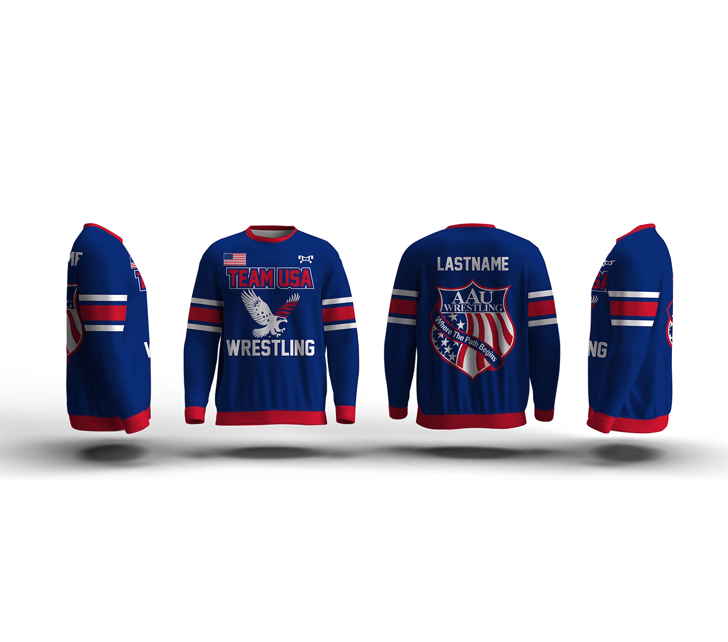 AAU International Blue Elite Sublimated Crewneck
