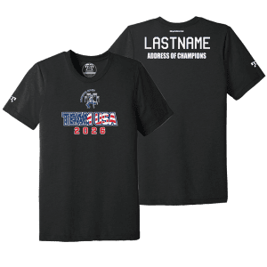 AAU International Black Address Of Champions Heat Press T Shirt