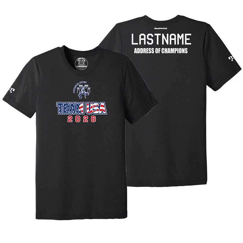 AAU International Black Address Of Champions Heat Press T Shirt