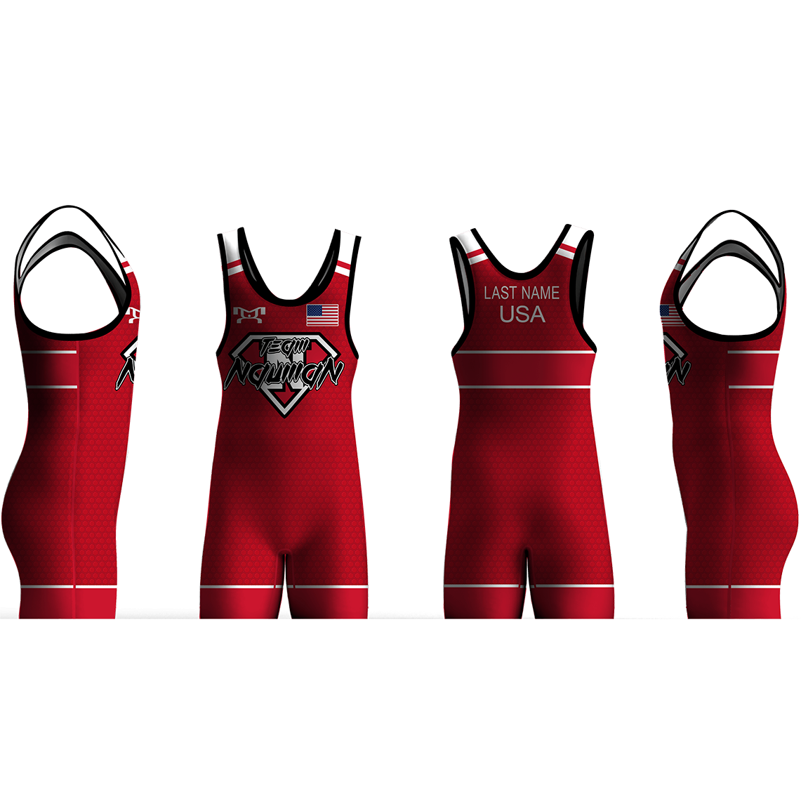 Team Nauman Diamond Red Freestyle Men's Singlet