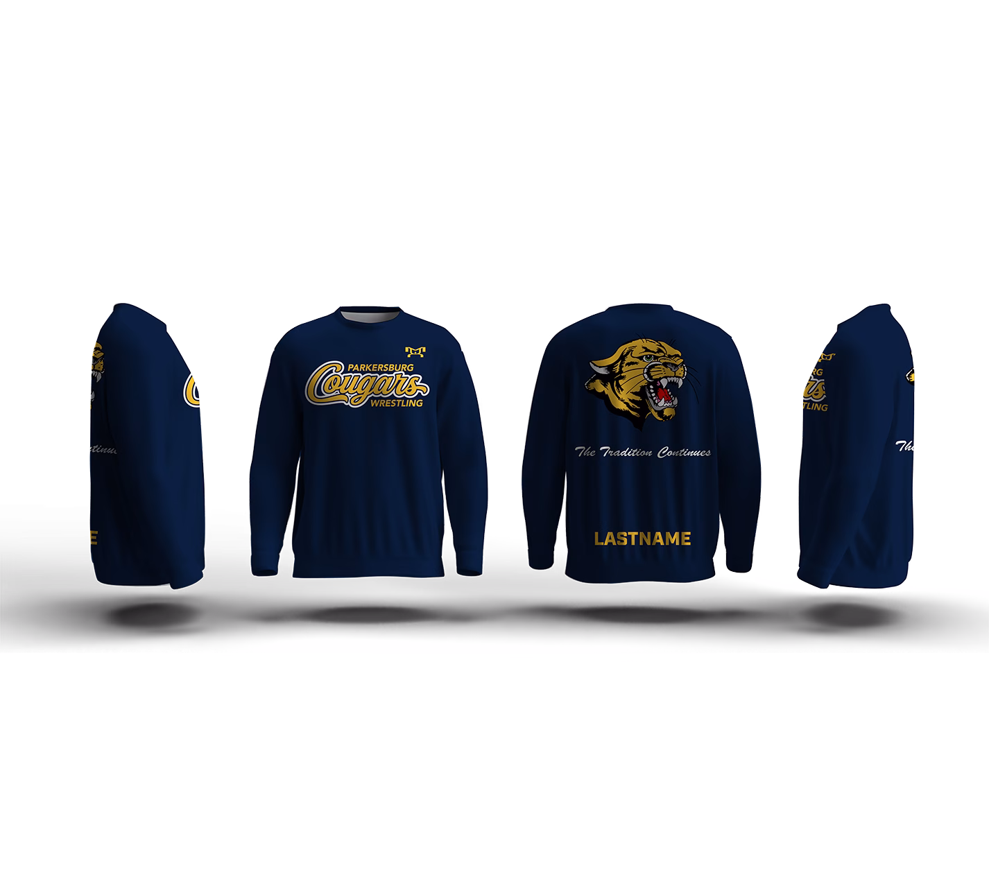 Parkersburg Youth Wrestling Navy Elite Sublimated Crewneck 2026