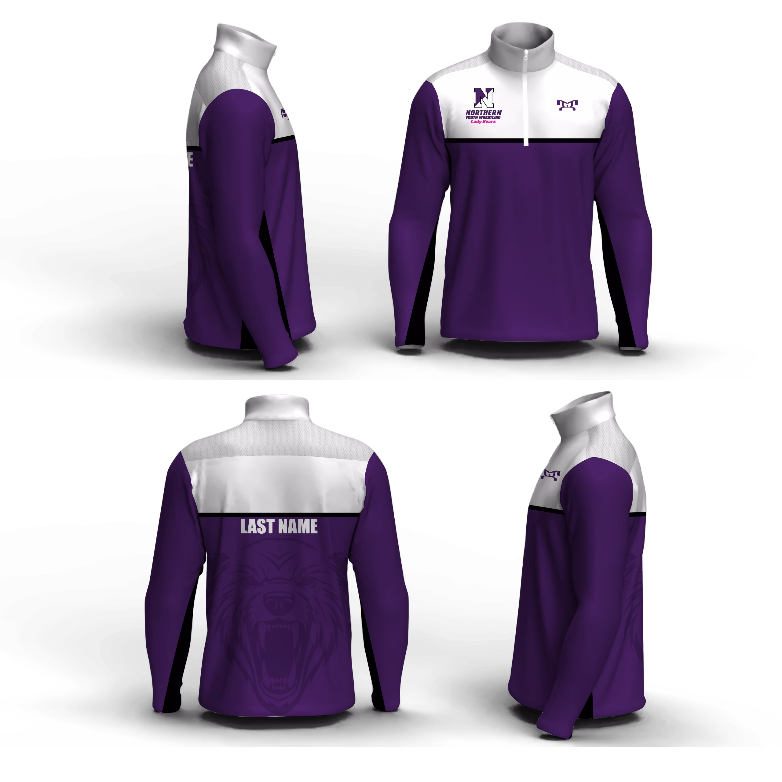 Northern York Youth Wrestling Lady Bears Men's Mid-Weight Custom Quarter Zip