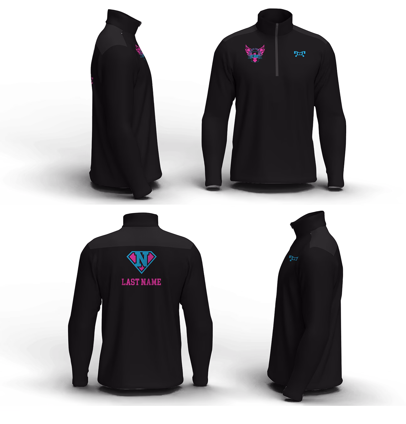 Team Nauman Black Men's Mid-Weight Custom Quarter Zip