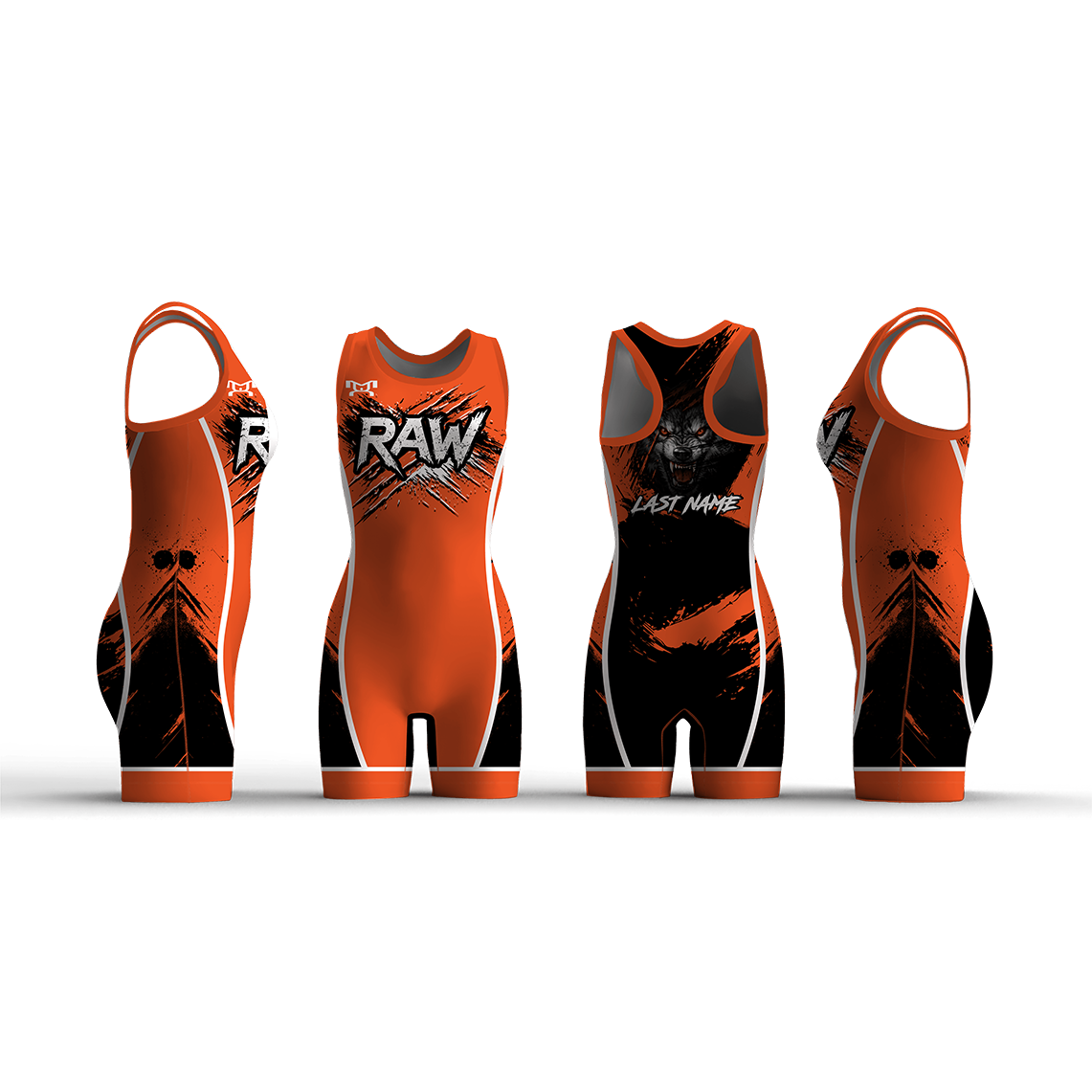 Raleigh Area Wrestling Women's Orange Wolf Racerback Singlet 2026