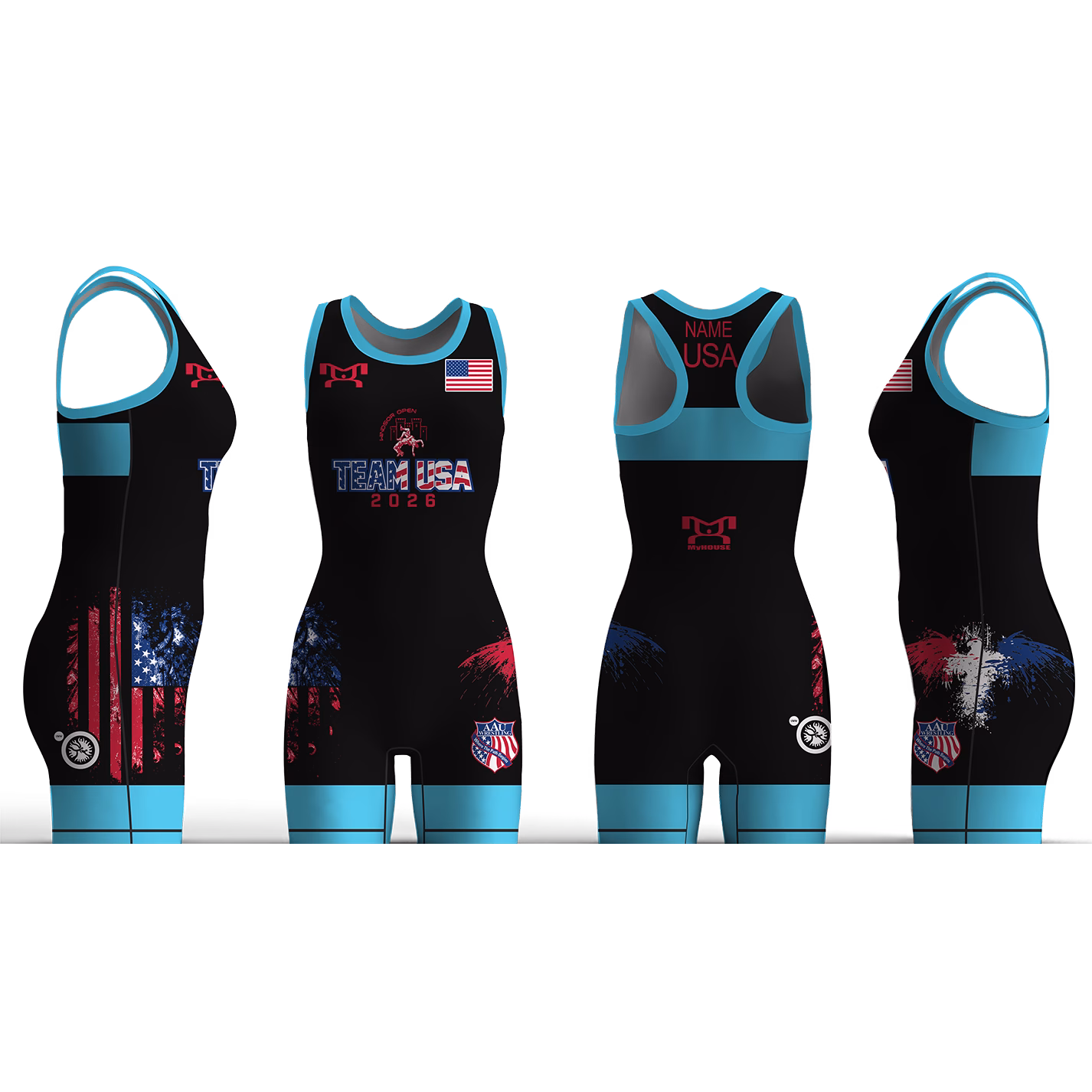 AAU International Black Women's Racerback Singlet