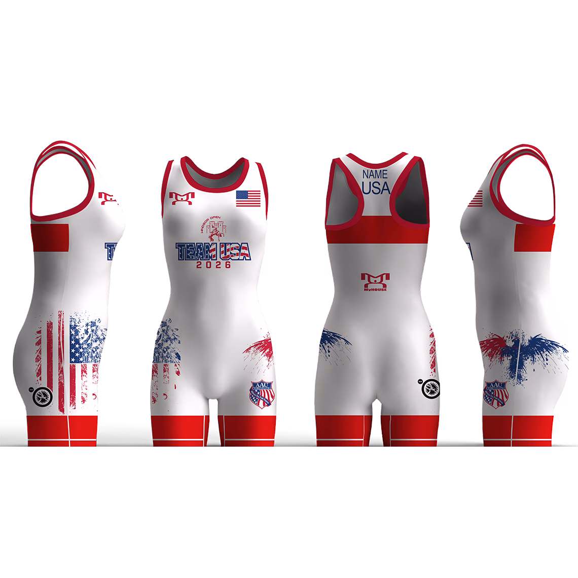 AAU International White Women's Racerback Singlet