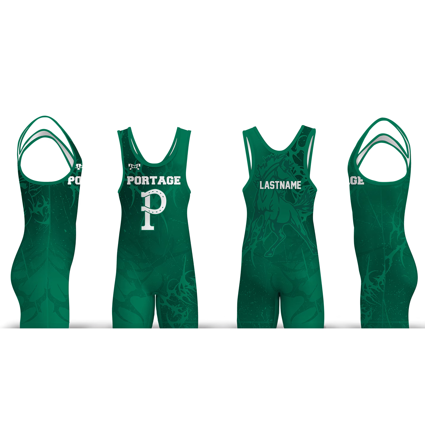 Portage Youth Wrestling Solid Green Men's Singlet 2026