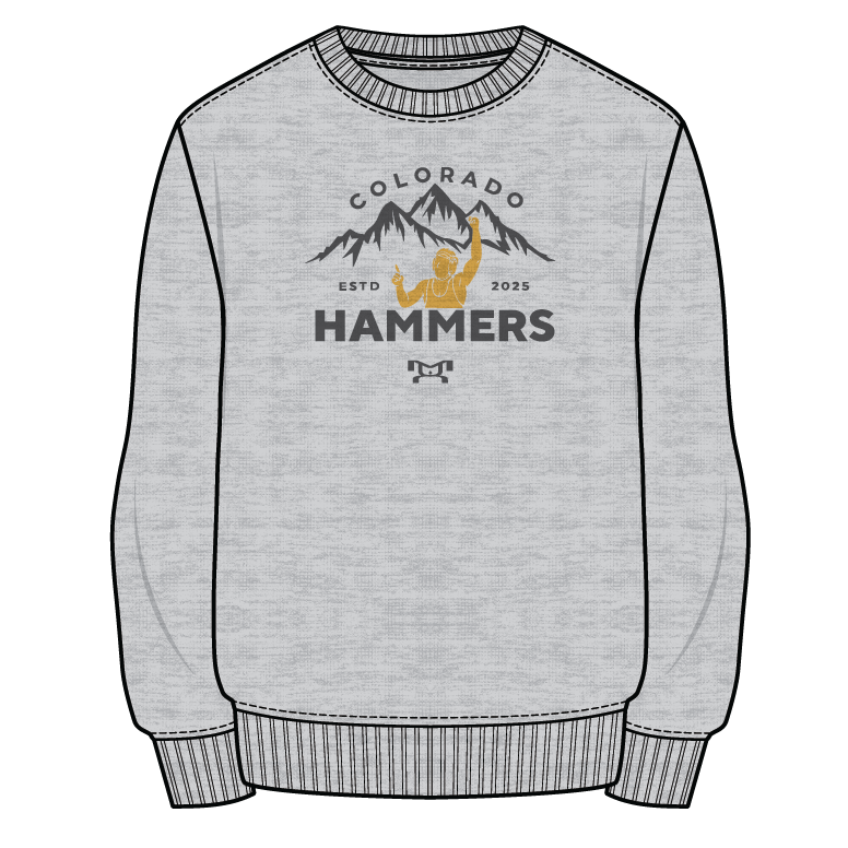 Colorado Hammers Wrestling Custom Sublimated Decal Grey Crewneck
