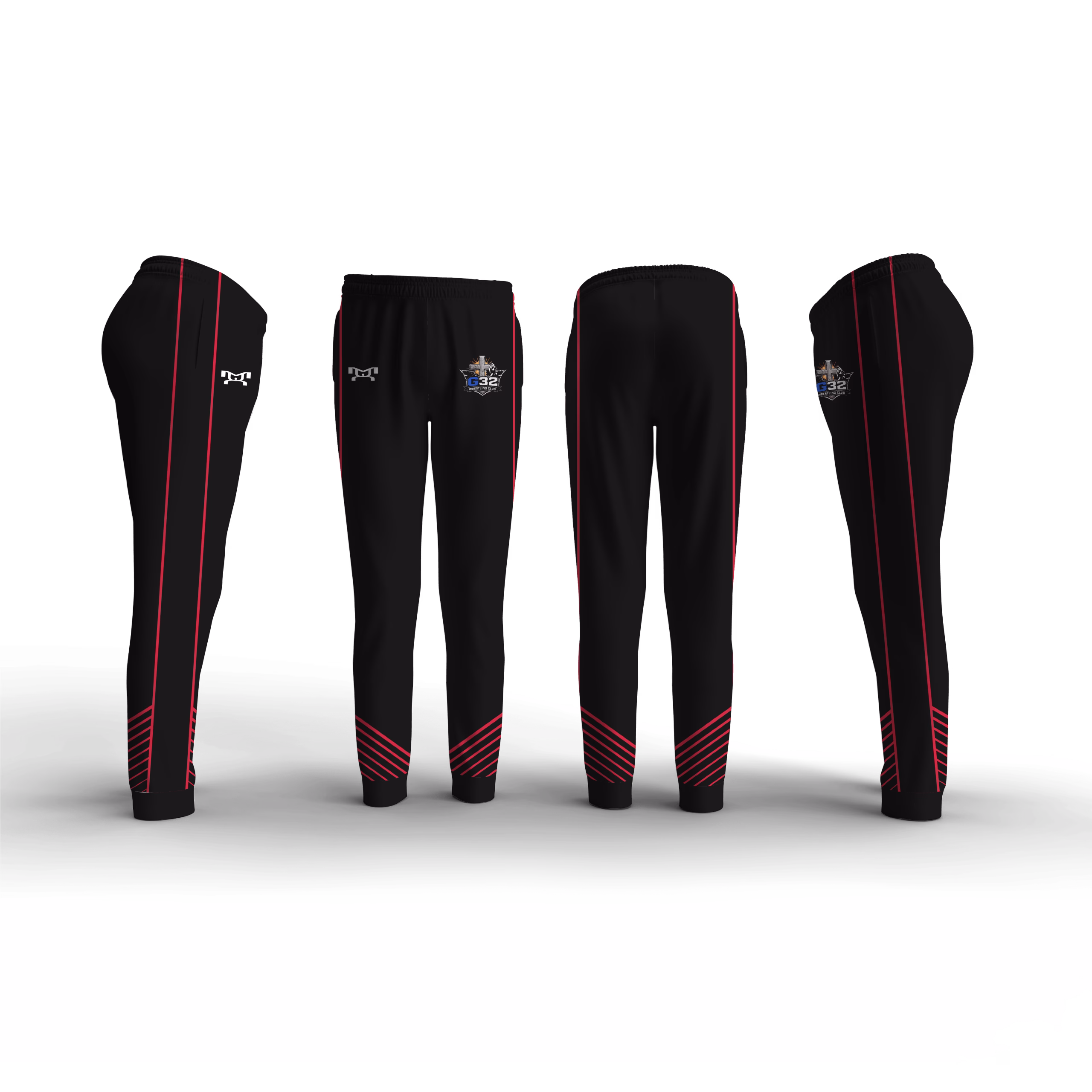 G32 Wrestling Club Black & Red Elite Sublimated Joggers