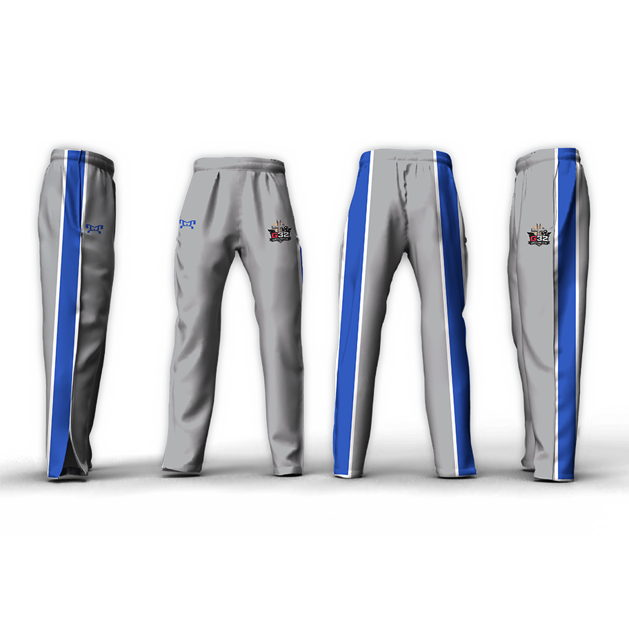 G32 Wrestling Club Silver & Royal Athletic Pant (Tapered/Zipper)