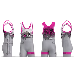 G32 Wrestling Club Silver, Grey & Pink Men's Singlet