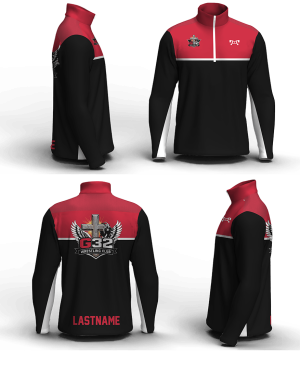 G32 Wrestling Club Black & Red Men's Mid-Weight Custom Quarter Zip