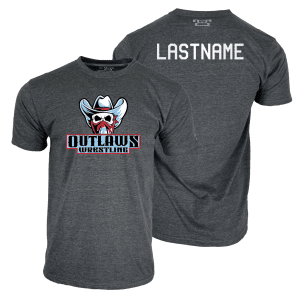 Tennessee Outlaws Wrestling Club Dark Grey Custom Heat Press Short Sleeve T-Shirt