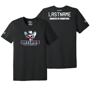 Tennessee Outlaws Wrestling Club Black Address Of Champions Heat Press T Shirt