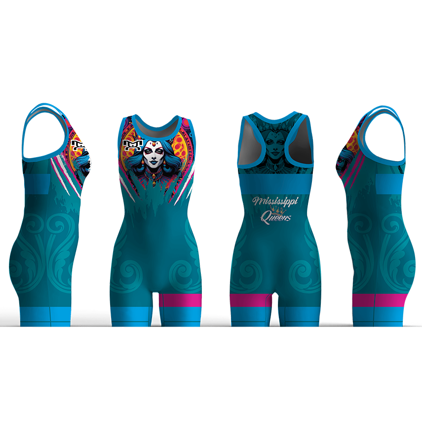 Mississippi Queens Wrestling Club Teal Women's Racerback Singlet 2026