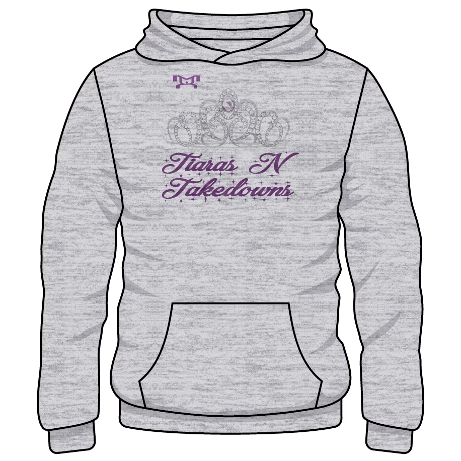 Tiaras N Takedowns WV Custom Sublimated Decal Grey Hoodie