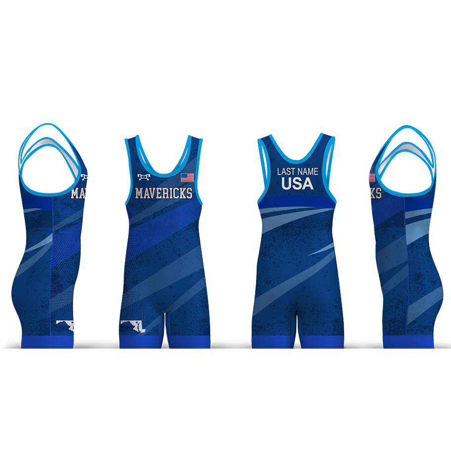 MAVERICKS WRESTLING Blue Men's Singlet 2026