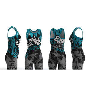 Eastern Carolina Wrestling Academy Teal Graffiti Women's Racerback Singlet