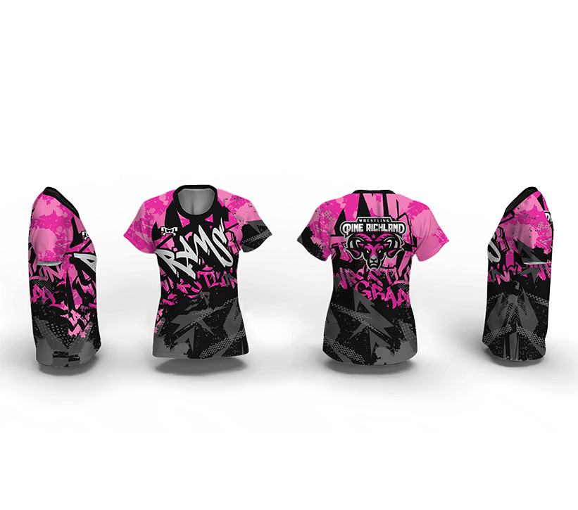 Pine Richland Women's Pink Graffiti Loose Short Sleeve Dri-Fit 2025