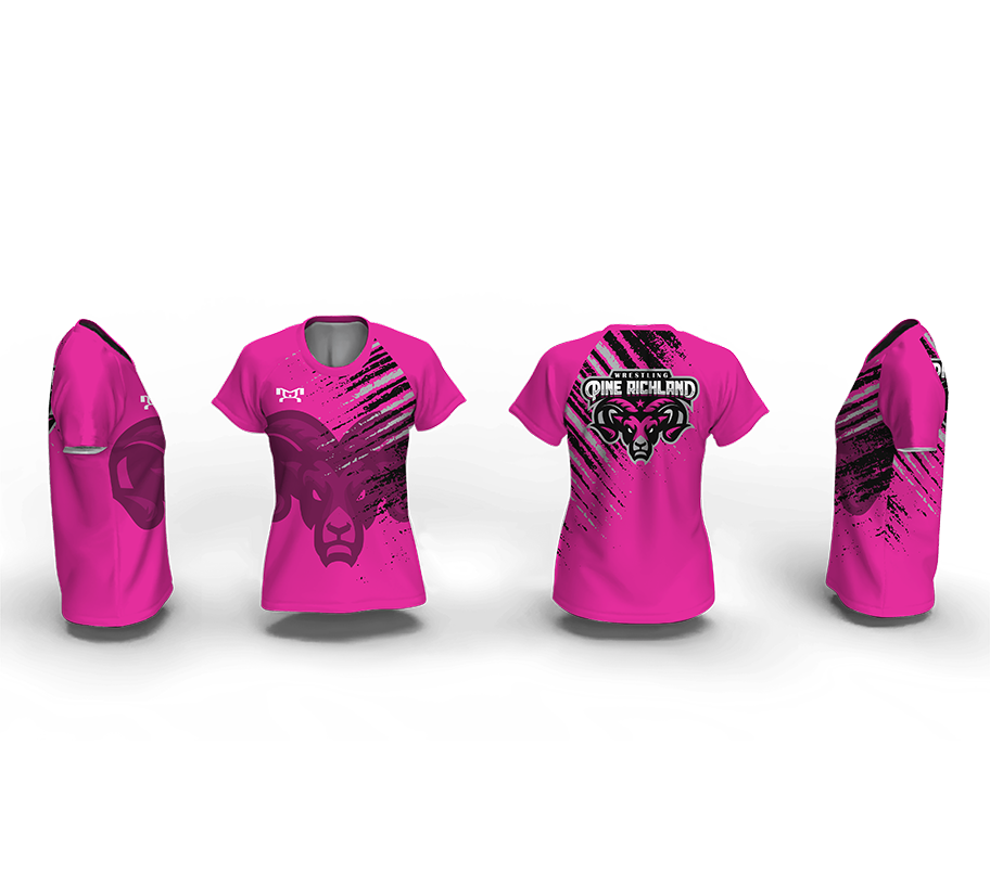 Pine Richland Women's Pink Striped Loose Short Sleeve Dri-Fit 2025