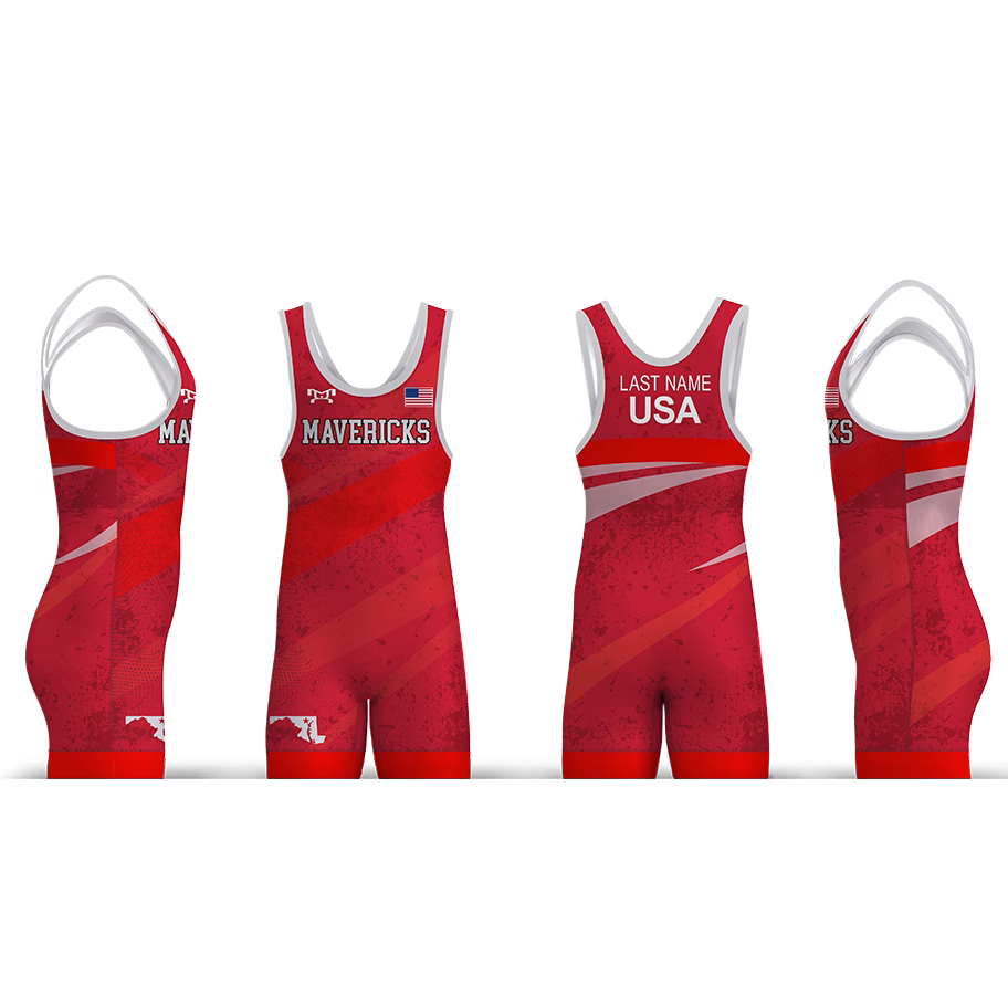 MAVERICKS WRESTLING Red Men's Singlet 2026