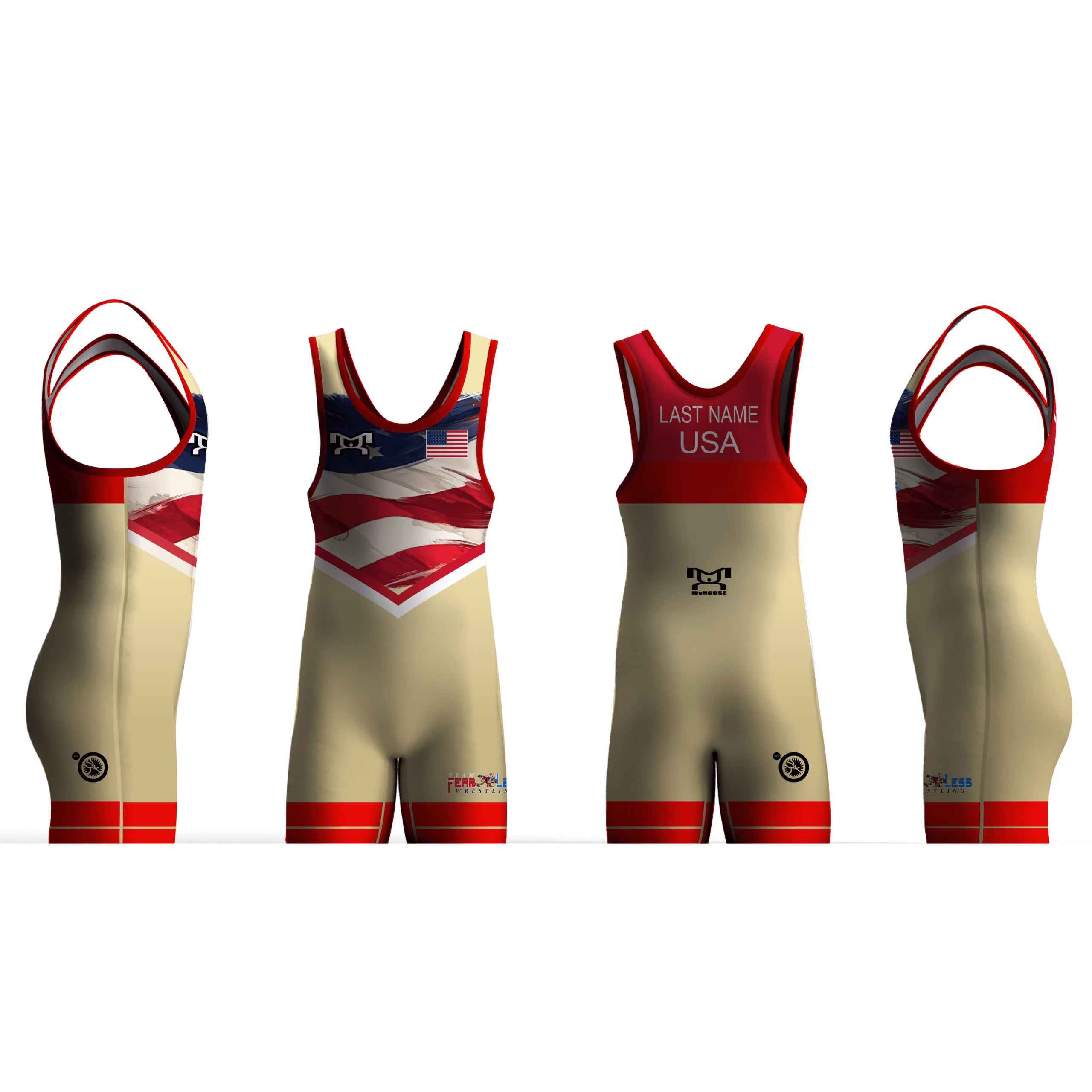 Team Fearless red freestyle Men's Singlet
